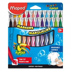 Colored Washable Markers, Fine Tip, Assorted Colors, Pack of 24